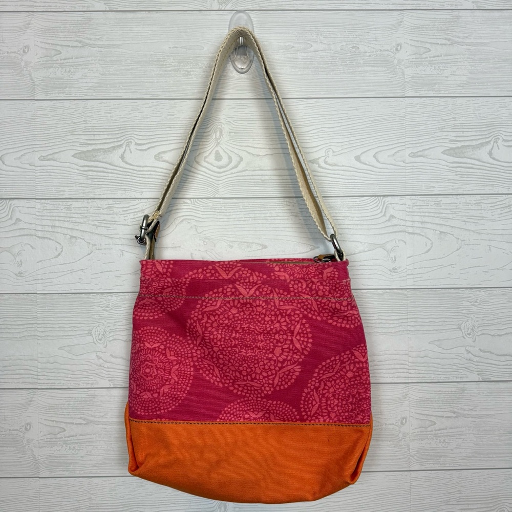 Fossil Lena Canvas Crossbody Pink/Orange Medallion Floral Purse - Picture 5 of 10